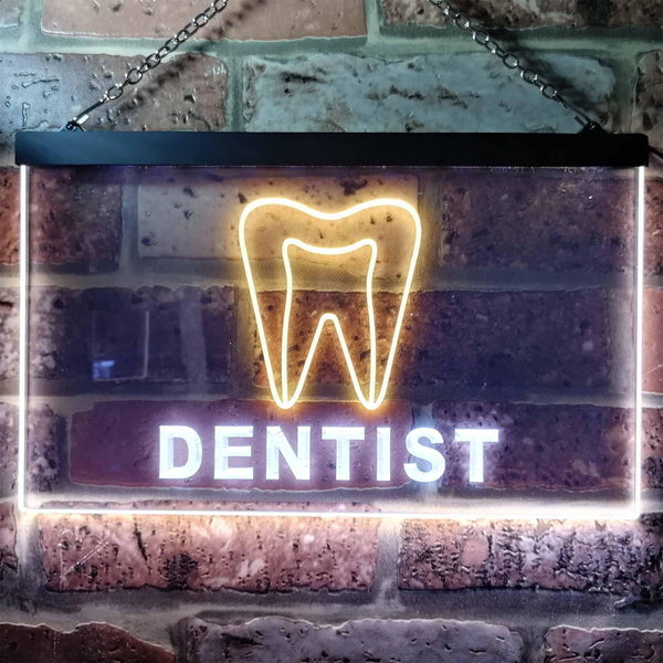 ADVPRO Dentist Service Open Illuminated Dual Color LED Neon Sign st6-i0825 - White & Yellow