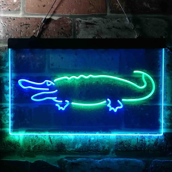 ADVPRO Alligator Crocodile Game Kid Room Illuminated Dual Color LED Neon Sign st6-i0827 - Green & Blue