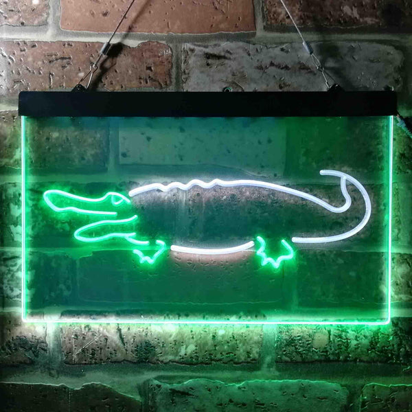 ADVPRO Alligator Crocodile Game Kid Room Illuminated Dual Color LED Neon Sign st6-i0827 - White & Green