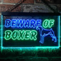ADVPRO Beware of Boxer Dog Illuminated Dual Color LED Neon Sign st6-i0835 - Green & Blue