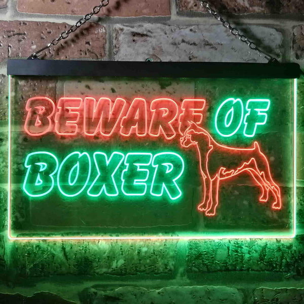 ADVPRO Beware of Boxer Dog Illuminated Dual Color LED Neon Sign st6-i0835 - Green & Red