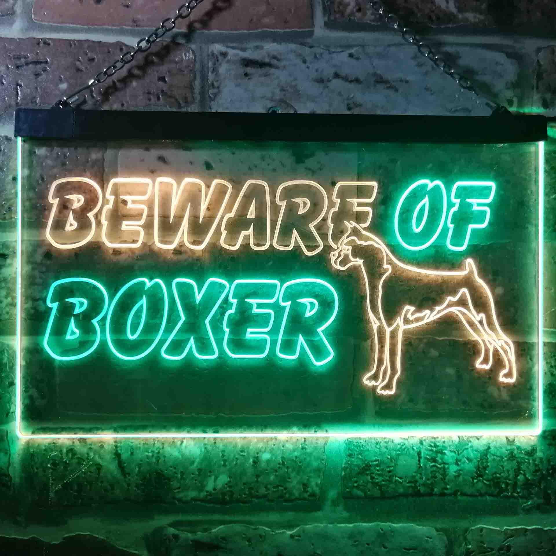 ADVPRO Beware of Boxer Dog Illuminated Dual-Color LED Neon Sign