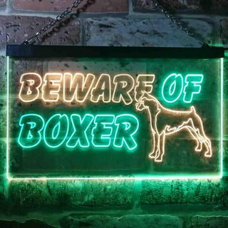 ADVPRO Beware of Boxer Dog Illuminated Dual Color LED Neon Sign st6-i0835 - Green & Yellow