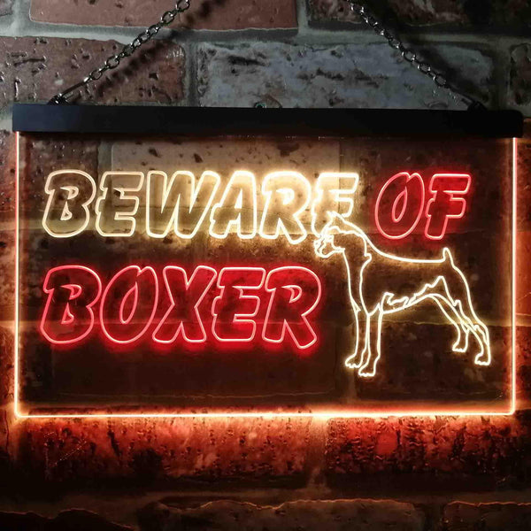 ADVPRO Beware of Boxer Dog Illuminated Dual Color LED Neon Sign st6-i0835 - Red & Yellow