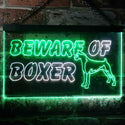 ADVPRO Beware of Boxer Dog Illuminated Dual Color LED Neon Sign st6-i0835 - White & Green