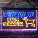 ADVPRO Beware of Bull Terrier Dog Illuminated Dual Color LED Neon Sign st6-i0836 - Blue & Yellow