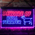 ADVPRO Beware of Bull Terrier Dog Illuminated Dual Color LED Neon Sign st6-i0836 - Red & Blue