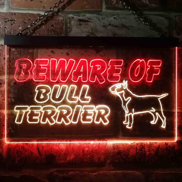 ADVPRO Beware of Bull Terrier Dog Illuminated Dual Color LED Neon Sign st6-i0836 - Red & Yellow