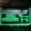 ADVPRO Beware of Bull Terrier Dog Illuminated Dual Color LED Neon Sign st6-i0836 - White & Green