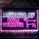 ADVPRO Beware of Bull Terrier Dog Illuminated Dual Color LED Neon Sign st6-i0836 - White & Purple