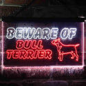 ADVPRO Beware of Bull Terrier Dog Illuminated Dual Color LED Neon Sign st6-i0836 - White & Red