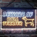 ADVPRO Beware of Bull Terrier Dog Illuminated Dual Color LED Neon Sign st6-i0836 - White & Yellow