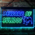 ADVPRO Beware of Bulldog Illuminated Dual Color LED Neon Sign st6-i0837 - Green & Blue