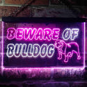 ADVPRO Beware of Bulldog Illuminated Dual Color LED Neon Sign st6-i0837 - White & Purple