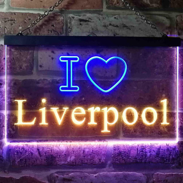 ADVPRO I Love Liverpool Illuminated Dual Color LED Neon Sign st6-i0845 - Blue & Yellow