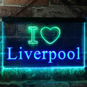 ADVPRO I Love Liverpool Illuminated Dual Color LED Neon Sign st6-i0845 - Green & Blue