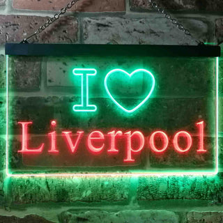 ADVPRO I Love Liverpool Illuminated Dual Color LED Neon Sign st6-i0845 - Green & Red