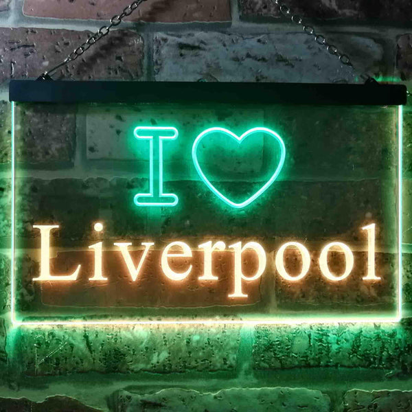 ADVPRO I Love Liverpool Illuminated Dual Color LED Neon Sign st6-i0845 - Green & Yellow