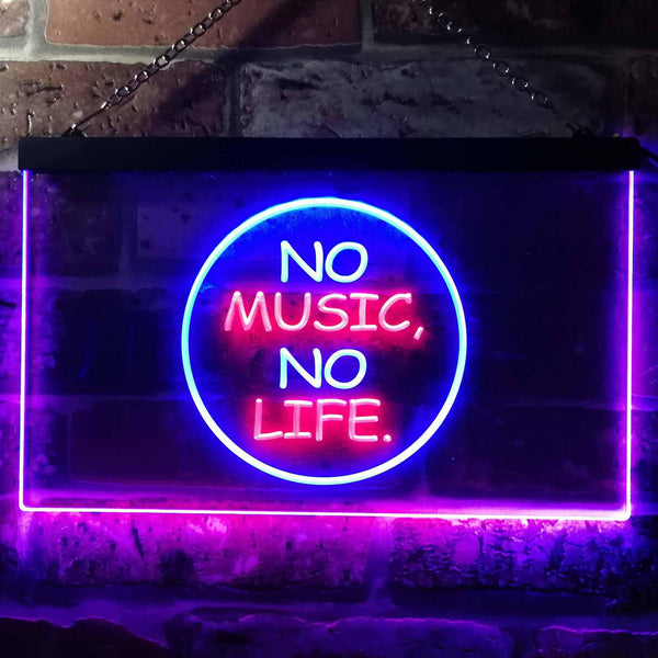 ADVPRO No Music No Life Band Room Illuminated Dual Color LED Neon Sign st6-i0848 - Blue & Red