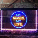 ADVPRO No Music No Life Band Room Illuminated Dual Color LED Neon Sign st6-i0848 - Blue & Yellow