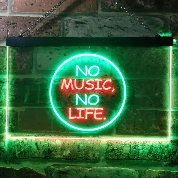 ADVPRO No Music No Life Band Room Illuminated Dual Color LED Neon Sign st6-i0848 - Green & Red