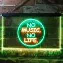 ADVPRO No Music No Life Band Room Illuminated Dual Color LED Neon Sign st6-i0848 - Green & Yellow