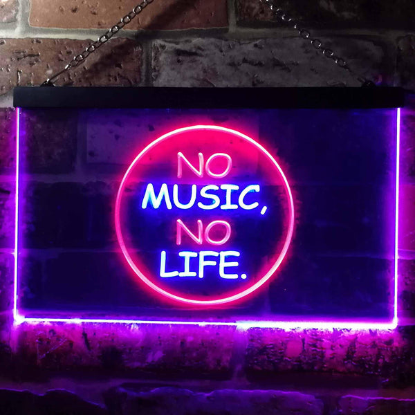 ADVPRO No Music No Life Band Room Illuminated Dual Color LED Neon Sign st6-i0848 - Red & Blue