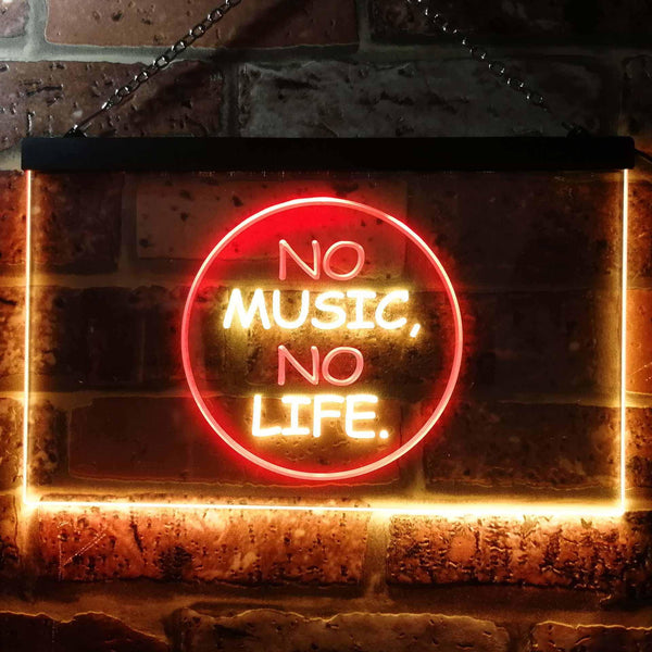 ADVPRO No Music No Life Band Room Illuminated Dual Color LED Neon Sign st6-i0848 - Red & Yellow