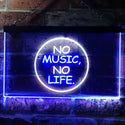 ADVPRO No Music No Life Band Room Illuminated Dual Color LED Neon Sign st6-i0848 - White & Blue