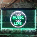 ADVPRO No Music No Life Band Room Illuminated Dual Color LED Neon Sign st6-i0848 - White & Green