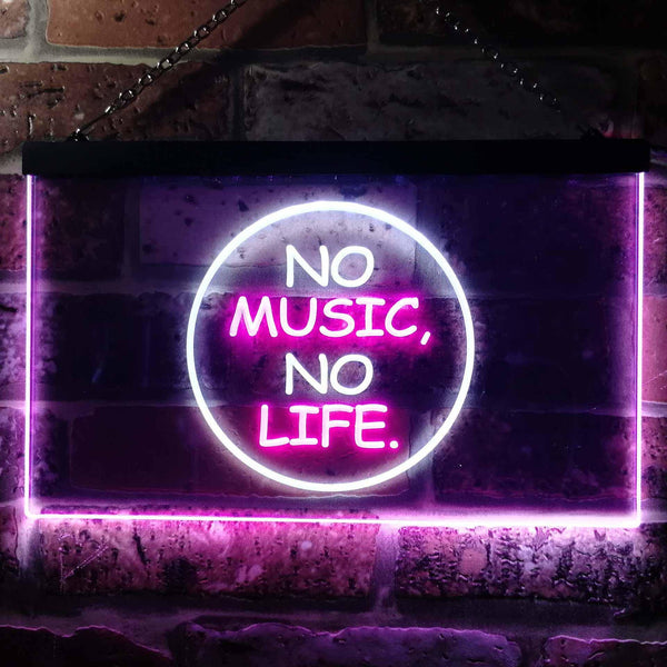 ADVPRO No Music No Life Band Room Illuminated Dual Color LED Neon Sign st6-i0848 - White & Purple