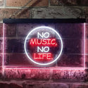 ADVPRO No Music No Life Band Room Illuminated Dual Color LED Neon Sign st6-i0848 - White & Red