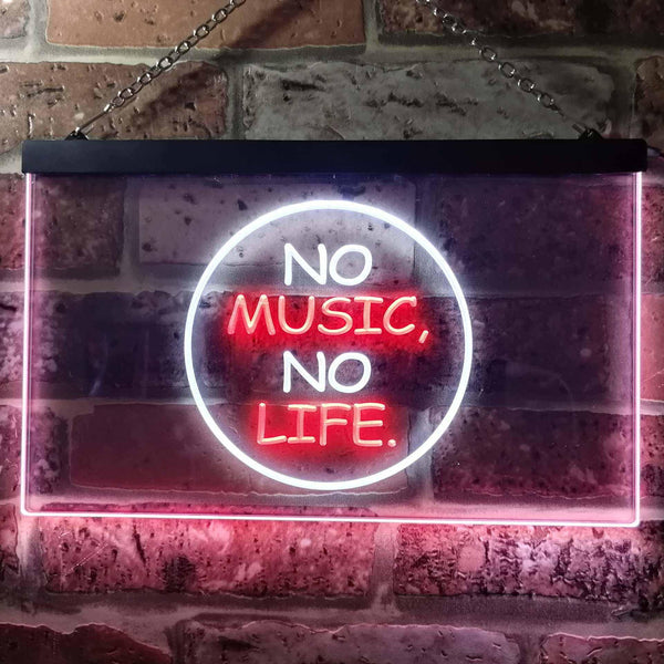 ADVPRO No Music No Life Band Room Illuminated Dual Color LED Neon Sign st6-i0848 - White & Red