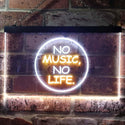 ADVPRO No Music No Life Band Room Illuminated Dual Color LED Neon Sign st6-i0848 - White & Yellow