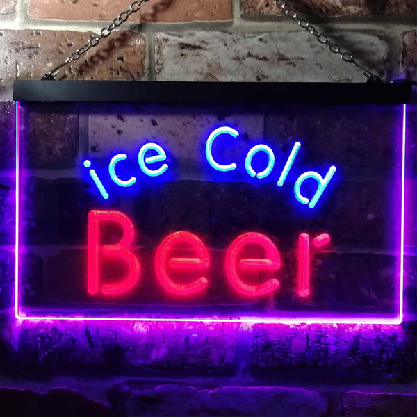 ADVPRO Ice Cold Beer Bar Pub Club Illuminated Dual Color LED Neon Sign st6-i0857 - Blue & Red