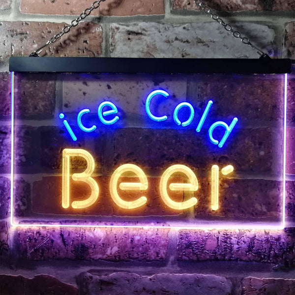 ADVPRO Ice Cold Beer Bar Pub Club Illuminated Dual Color LED Neon Sign st6-i0857 - Blue & Yellow