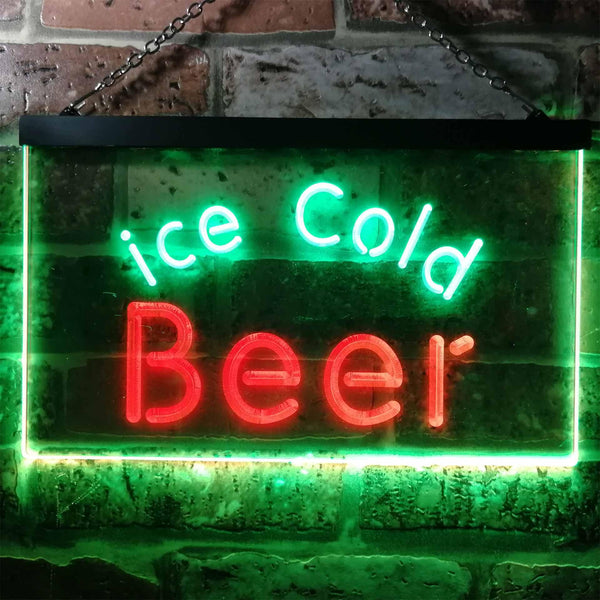 ADVPRO Ice Cold Beer Bar Pub Club Illuminated Dual Color LED Neon Sign st6-i0857 - Green & Red