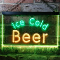 ADVPRO Ice Cold Beer Bar Pub Club Illuminated Dual Color LED Neon Sign st6-i0857 - Green & Yellow