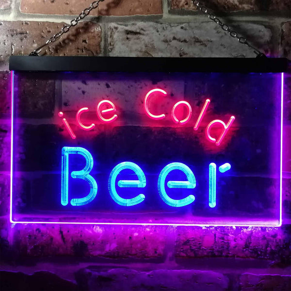 ADVPRO Ice Cold Beer Bar Pub Club Illuminated Dual Color LED Neon Sign st6-i0857 - Red & Blue