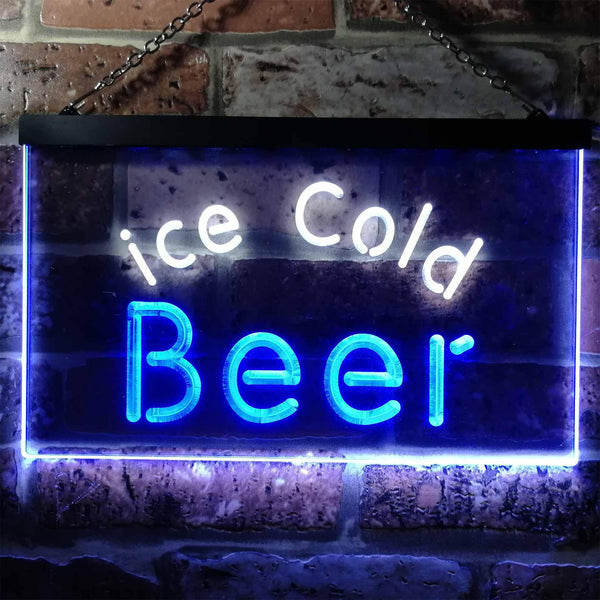 ADVPRO Ice Cold Beer Bar Pub Club Illuminated Dual Color LED Neon Sign st6-i0857 - White & Blue