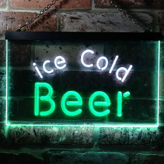 ADVPRO Ice Cold Beer Bar Pub Club Illuminated Dual Color LED Neon Sign st6-i0857 - White & Green