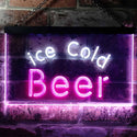 ADVPRO Ice Cold Beer Bar Pub Club Illuminated Dual Color LED Neon Sign st6-i0857 - White & Purple