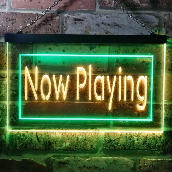 ADVPRO Now Playing Movie Night Home Theater Illuminated Dual Color LED Neon Sign st6-i0864 - Green & Yellow
