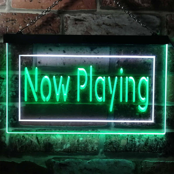 ADVPRO Now Playing Movie Night Home Theater Illuminated Dual Color LED Neon Sign st6-i0864 - White & Green