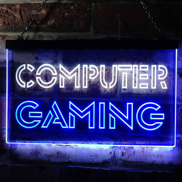 ADVPRO Computer Gaming Room Kid Man Cave Dual Color LED Neon Sign st6-i0865 - White & Blue