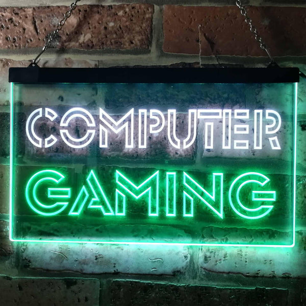 ADVPRO Computer Gaming Room Kid Man Cave Dual Color LED Neon Sign st6-i0865 - White & Green