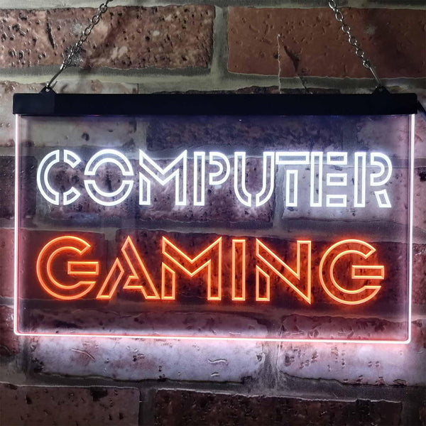 ADVPRO Computer Gaming Room Kid Man Cave Dual Color LED Neon Sign st6-i0865 - White & Orange