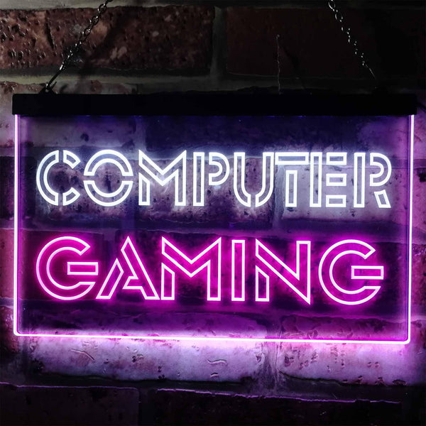 ADVPRO Computer Gaming Room Kid Man Cave Dual Color LED Neon Sign st6-i0865 - White & Purple