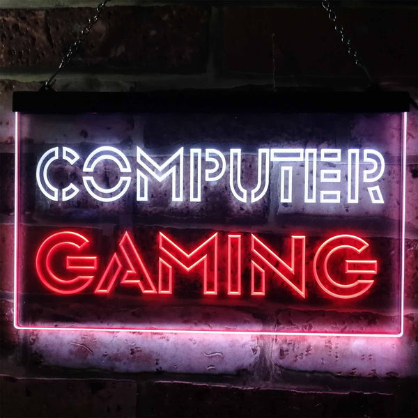 ADVPRO Computer Gaming Room Kid Man Cave Dual Color LED Neon Sign st6-i0865 - White & Red