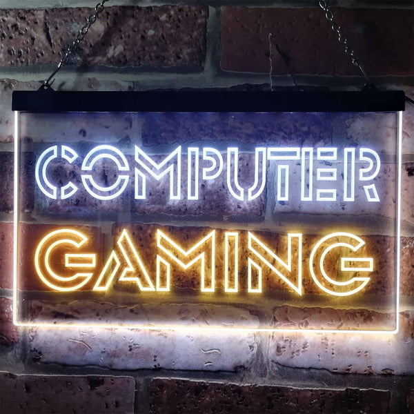 ADVPRO Computer Gaming Room Kid Man Cave Dual Color LED Neon Sign st6-i0865 - White & Yellow